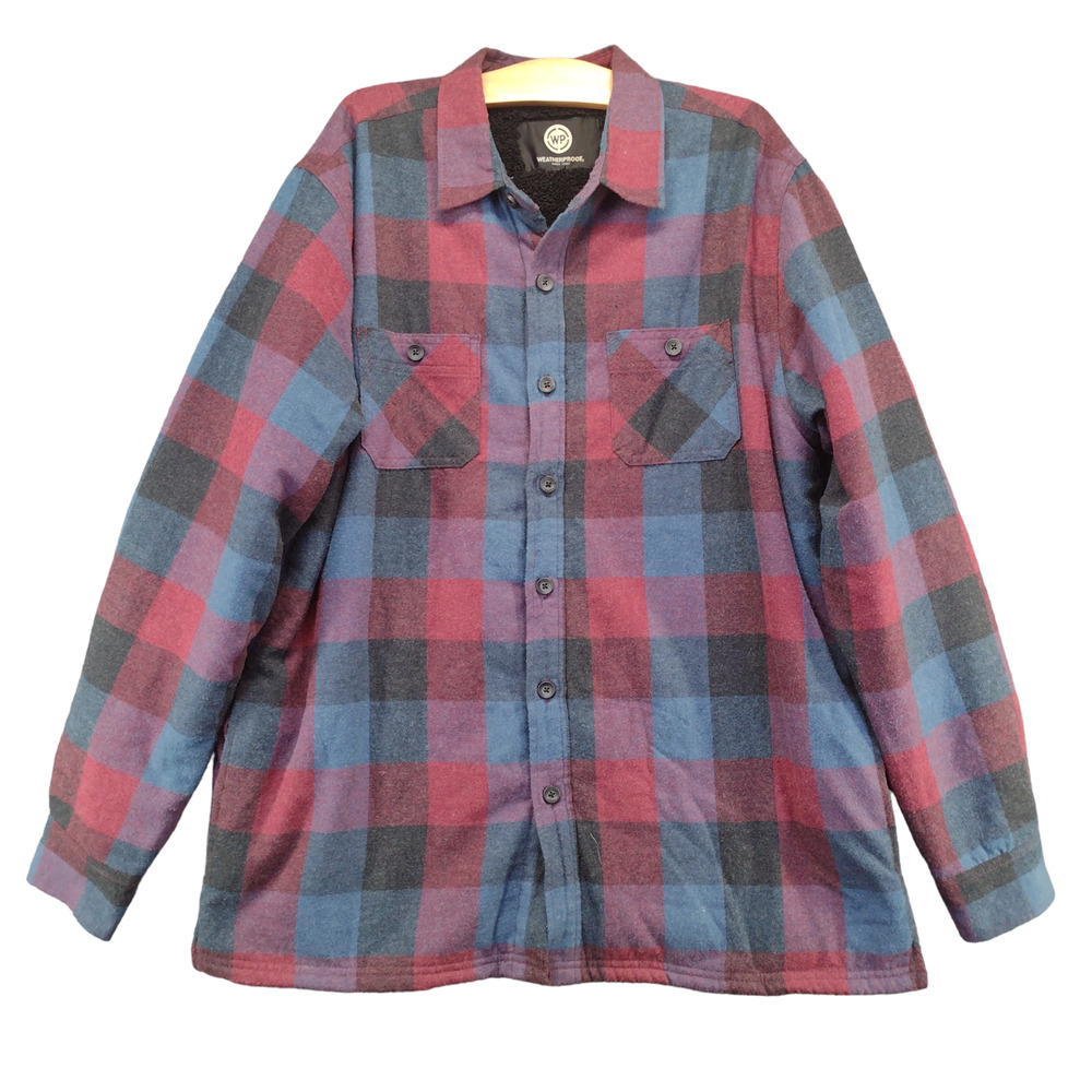 Weatherproof Men's Shirt Jacket Shacket Multi Large Sherpa Fleece Long Sleeve